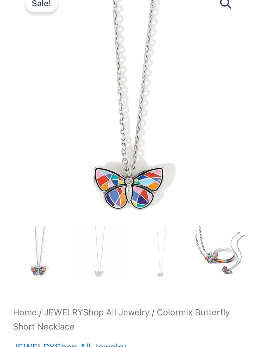 Brighton Colorful Butterfly Necklace - Red, Blue, Orange, Pink, Purple, Green